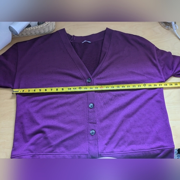 PENNINGTONS Plus Size Cardigan Size 2X Purple With Black Dots - Picture 8 of 9